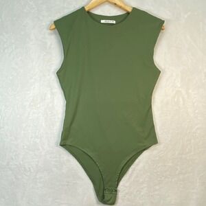 Reoria Bodysuit Olive Green Sleeveless Muscle Tank Top Casual Size‎ M